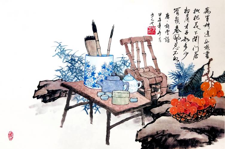 青花瓷上的诗意 方人也作品中的文学与艺术融合